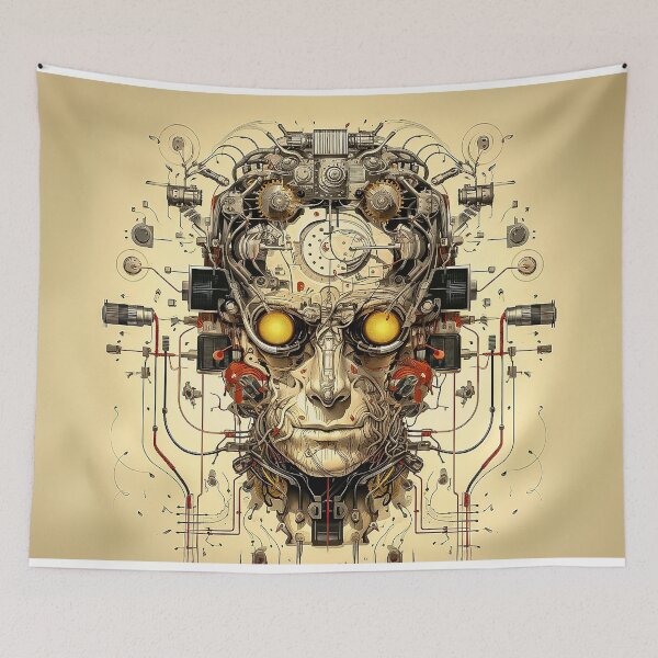 Item preview, Steampunk Cybernetic Mind Futuristic Abstract Face Art designed and sold by Amanda's Factory.