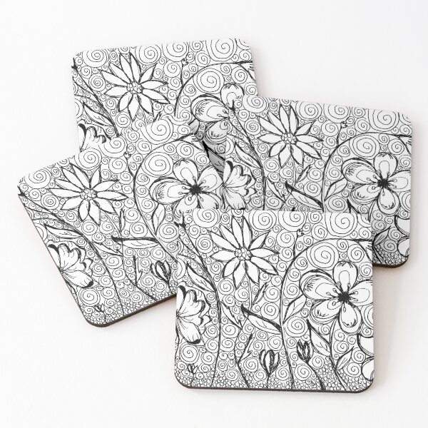 Item preview, Garden Medley 1 Black And White Drawing Art designed and sold by Sharon Cummings Art.