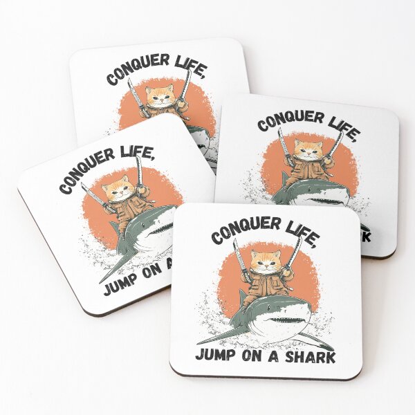 Item preview, Conquer life, jump on a shark, sharkastic funny gift designed and sold by FelkMariShop.