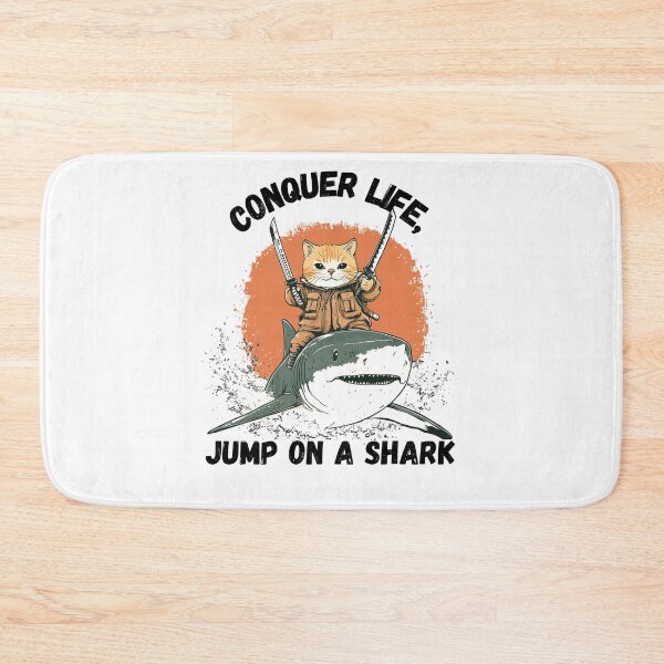 Item preview, Conquer life, jump on a shark, sharkastic funny gift designed and sold by FelkMariShop.