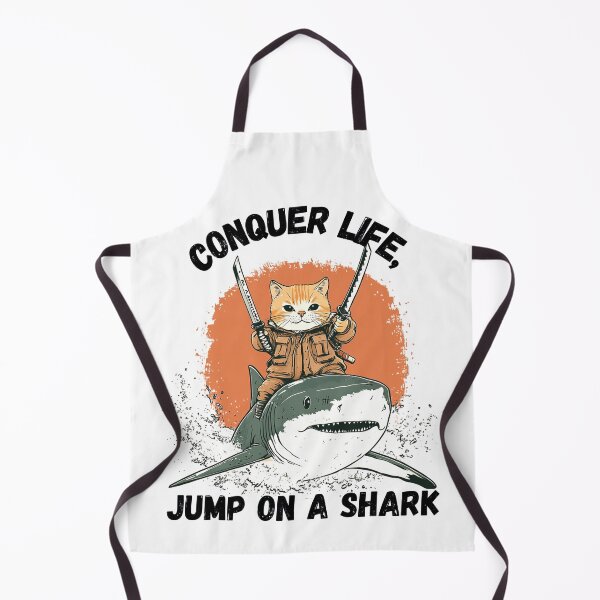 Item preview, Conquer life, jump on a shark, sharkastic funny gift designed and sold by FelkMariShop.