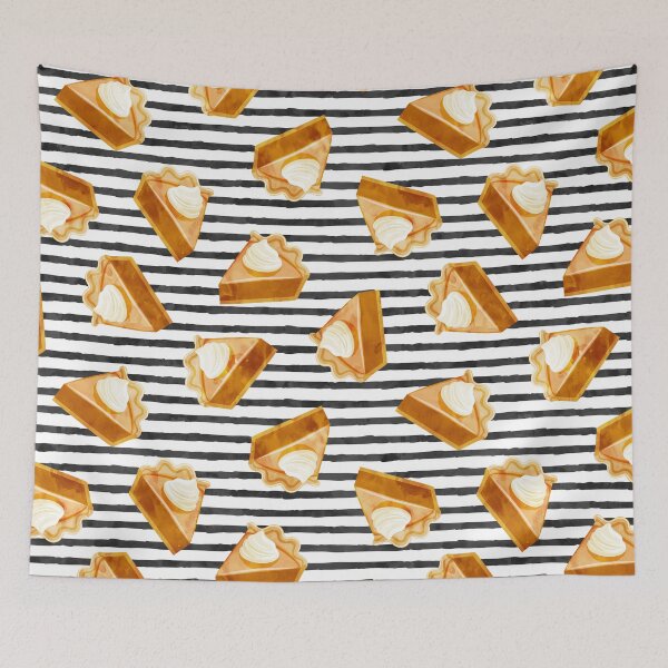 Item preview, Pumpkin Pie Slice on black stripes designed and sold by littlearrow.