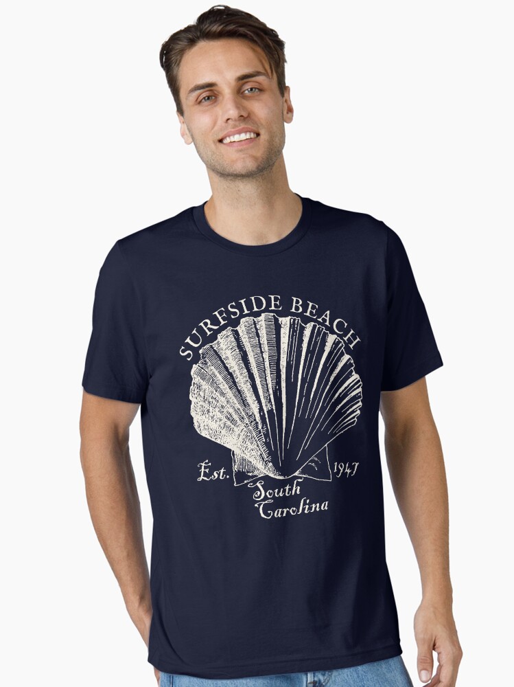 Thumbnail 1 of 7, Essential T-Shirt, Vintage-Style Surfside Beach South Carolina Shell - Sand designed and sold by SurfingLocales.