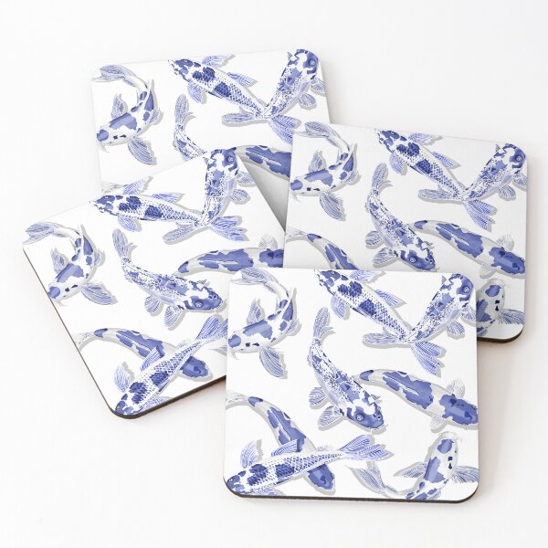 Item preview, Blue and White Koi Fish Artwork – Zen Wall Decor for Home & Office designed and sold by Phat Dog Designs .