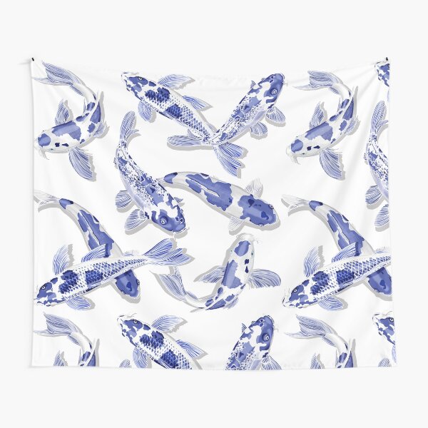 Item preview, Blue and White Koi Fish Artwork – Zen Wall Decor for Home & Office designed and sold by Phat Dog Designs .
