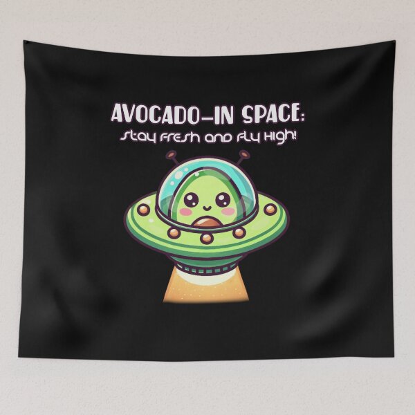 Item preview, avocado in space stay fresh and fly high kawaii ufo ovni designed and sold by ZerpaGiovanna.