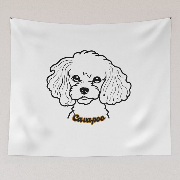Item preview, Affectionate Cavapoo Portrait in Black and White designed and sold by Paws and Ink Art.