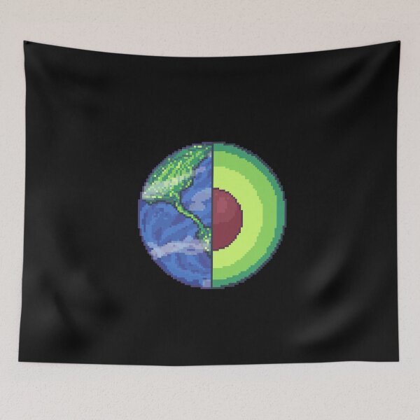 Item preview, avocado planet earth pixel art designed and sold by ZerpaGiovanna.