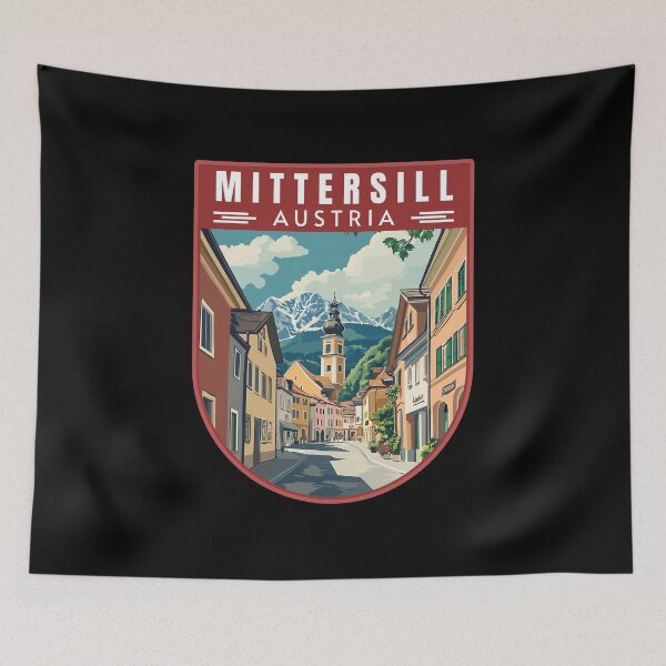 Item preview, Mittersill in Salzburg Austria Retro Travel Art Emblem designed and sold by MaateoDesign.