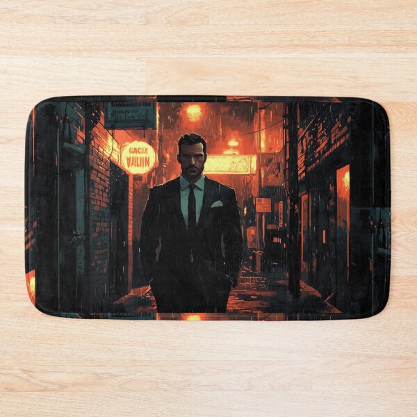 Item preview, Neon Shadows: The Silent Enforcer in the Rain 3:2 designed and sold by ZGigerBarker.