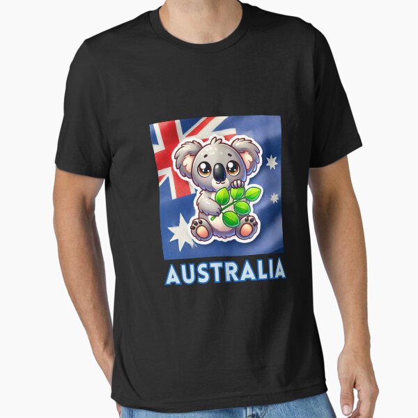 Aperçu de l'œuvre Koala avec le drapeau australien et une illustration de feuille créée et vendue par Psycho-Crazy.