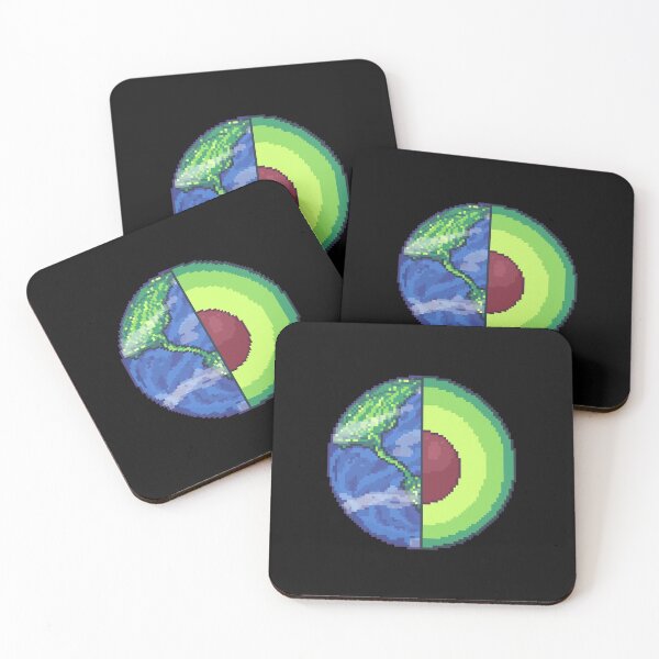 Item preview, avocado planet earth pixel art designed and sold by ZerpaGiovanna.