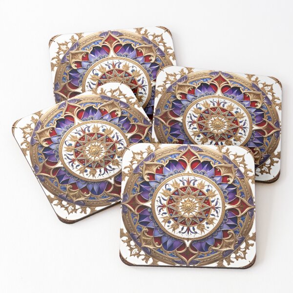 Item preview, Mandala in Red, Blue and Gold with Floral Details designed and sold by MandalasShops.