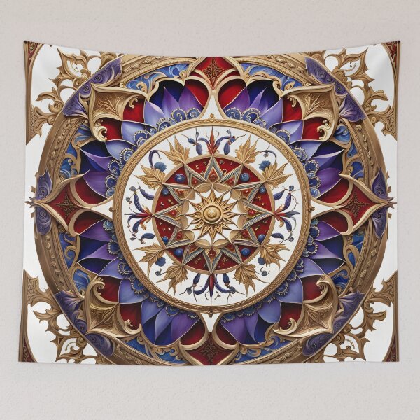 Item preview, Mandala in Red, Blue and Gold with Floral Details designed and sold by MandalasShops.