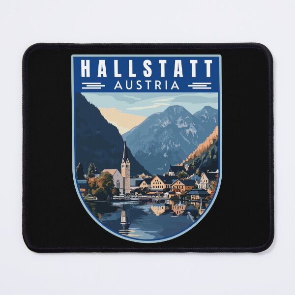 Item preview, Hallstatt in Upper Austria Retro Travel Art Emblem designed and sold by MaateoDesign.