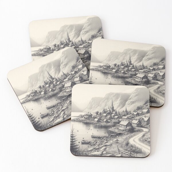 Item preview, medieval fishing village designed and sold by PrintYourStyle.