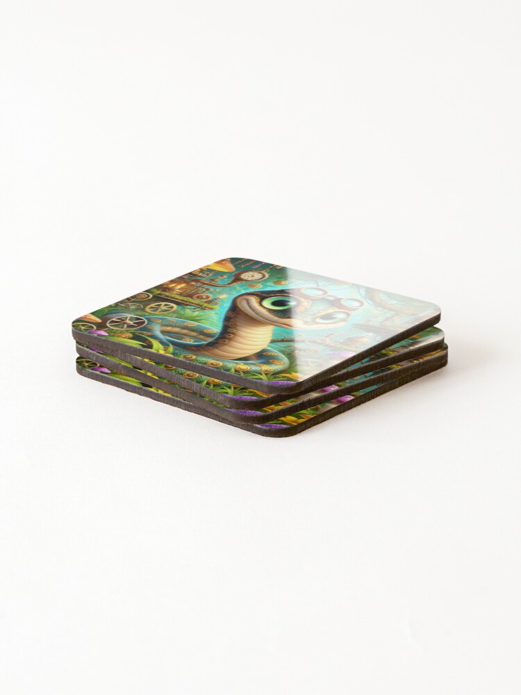 Thumbnail 4 of 5, Coasters (Set of 4), Steampunk Python designed and sold by Sillytoe.
