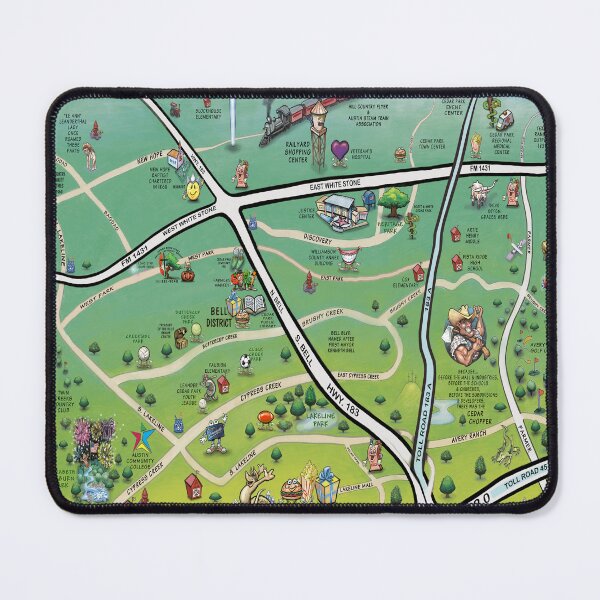 Item preview, Cedar Park Texas Cartoon Map designed and sold by Kevin Middleton.