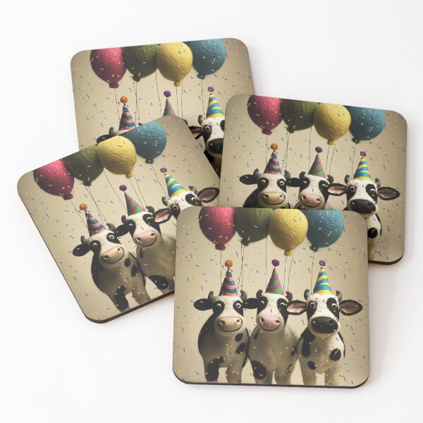 Item preview, Festive Party Cows with Balloons and Confetti designed and sold by TringTringCards.