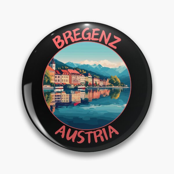 Item preview, Bregenz in Vorarlberg Austria Retro Travel Art Badge designed and sold by MaateoDesign.