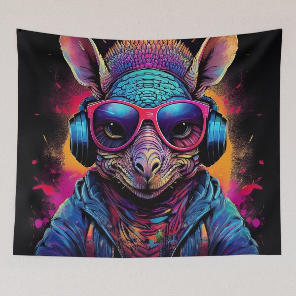 Item preview, graffiti armadillo in headphones and shades designed and sold by Boxing Kangaroo Retail Company.