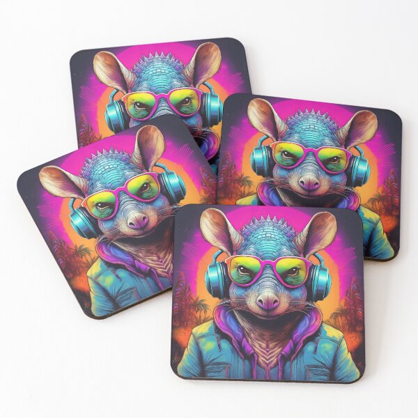Item preview, Armadillo in Headphones and Shades Synthwave  designed and sold by Boxing Kangaroo Retail Company.