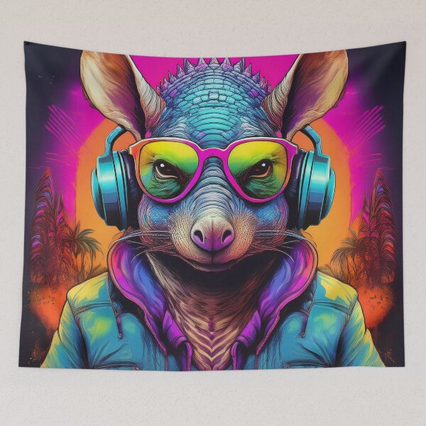 Item preview, Armadillo in Headphones and Shades Synthwave  designed and sold by Boxing Kangaroo Retail Company.