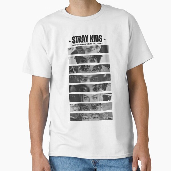 Aperçu de l'œuvre Collage de photos noir et blanc preppy des années 2000 du groupe Stray Kids créée et vendue par HELL0WBELLO.