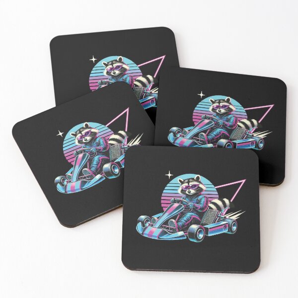 Item preview, Raccoon Go-kart Adventure In Vaporwave Style designed and sold by LuminOrb.
