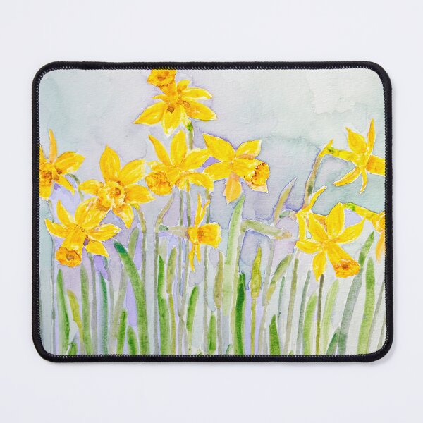 Item preview, hand painted yellow daffodils field watercolor designed and sold by ColorandColor.