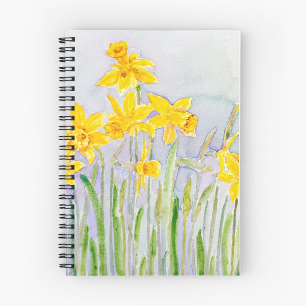 Item preview, hand painted yellow daffodils field watercolor designed and sold by SelenePaintings .