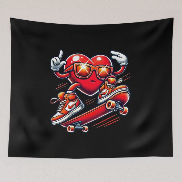 Item preview, Red Heart Skateboarding Happy Valentine's Day Funny Skater   designed and sold by Creat-Des.