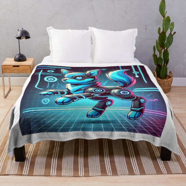 Item preview, Cybernetic Blue Dog - Futuristic Neon Sci-Fi Art designed and sold by RobiCom.