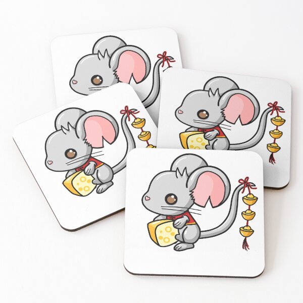 Item preview, Lunar New Year Mouse Rat Holding Cheese and Gold Nuggets designed and sold by Sweet Dreams Of Art.