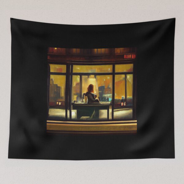 Item preview, Midnight Reflections: A Hopper-Inspired Moment of Solitude designed and sold by ZGigerBarker.