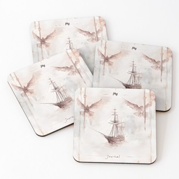 Item preview, Journaling Vintage Ship and Birds Design designed and sold by Amr Siam.