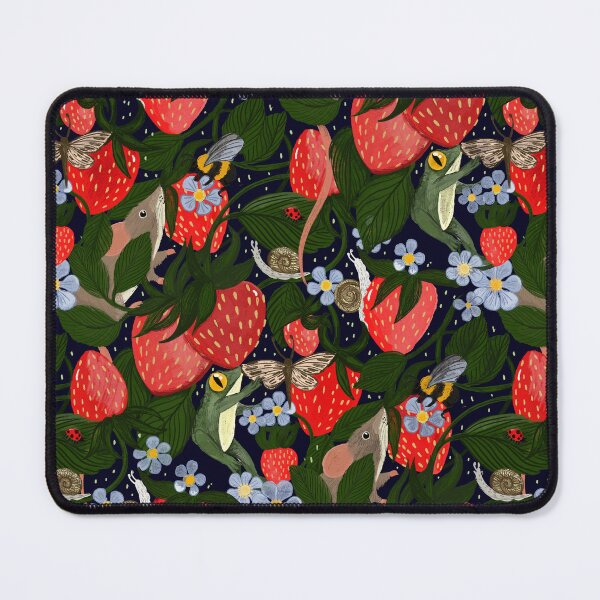 Item preview, Whimsical Strawberry Garden Pattern – Woodland Creatures and Nature Design illustrator Jemma Jamie Skidmore designed and sold by Jemma Jamie Skidmore.