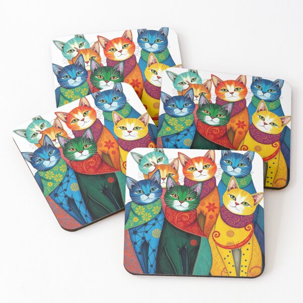 Item preview, Seven Stylized Cats Wearing Scarves designed and sold by VeryGoodFiber.