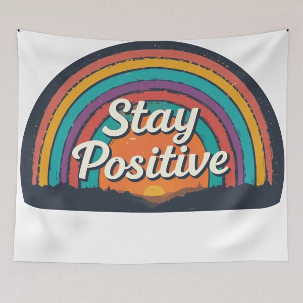 Item preview, Retro Rainbow Stay Positive designed and sold by RebelPaintBrush.