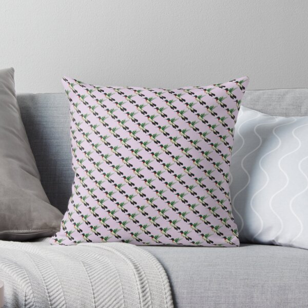 Hummingbird Pattern in Purple Throw Pillow