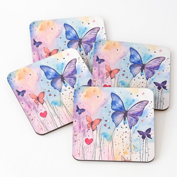 Item preview, Butterfly Watercolor on a Colorful Abstract Backdrop designed and sold by soulfulpalette.