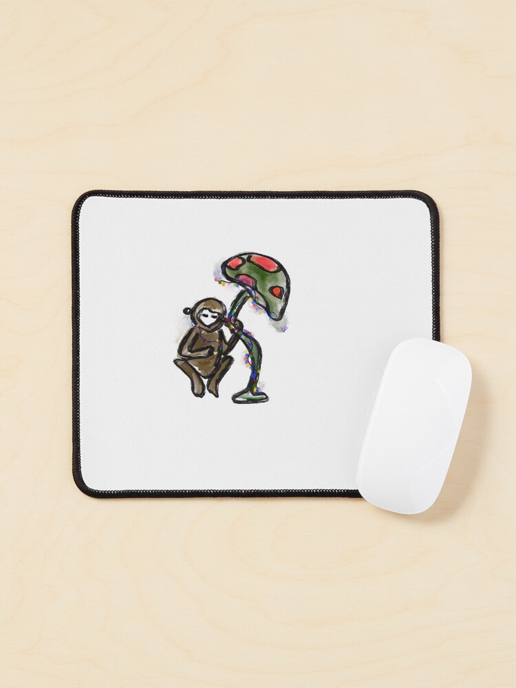 Thumbnail 1 of 5, Mouse Pad, Festive monkey with a mushroom designed and sold by HausofDolls.