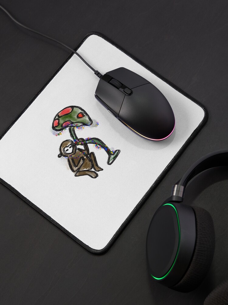 Thumbnail 4 of 5, Mouse Pad, Festive monkey with a mushroom designed and sold by HausofDolls.