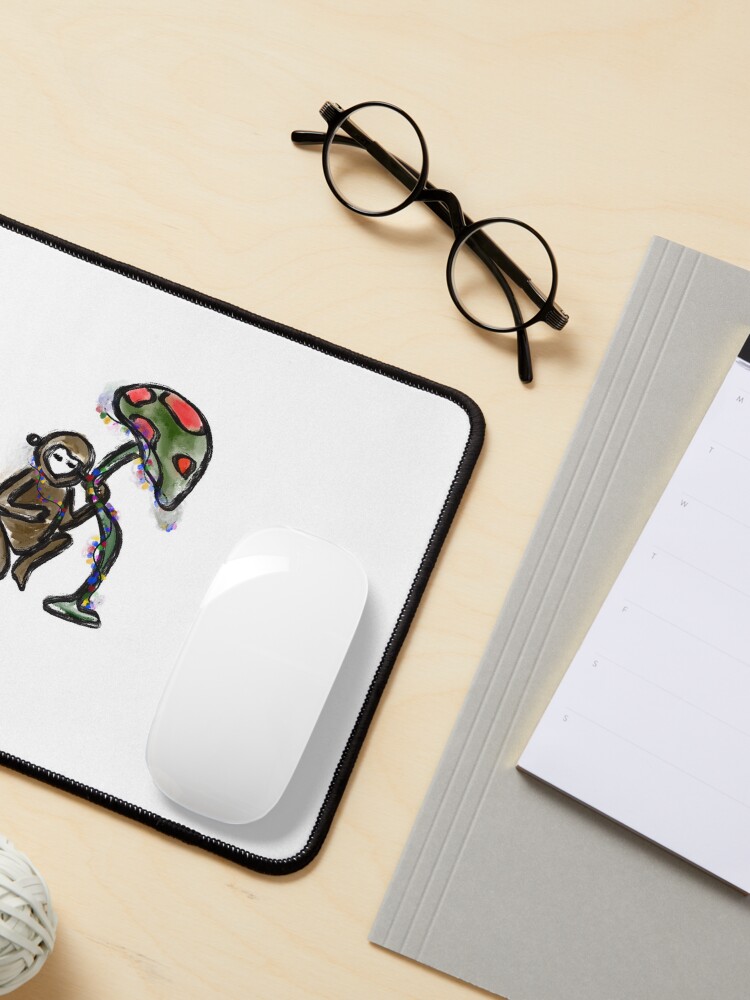 Thumbnail 3 of 5, Mouse Pad, Festive monkey with a mushroom designed and sold by HausofDolls.