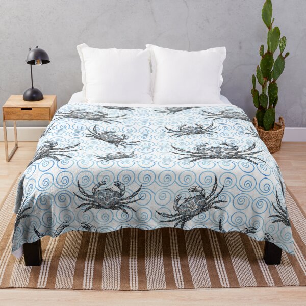 Item preview, Vintage Crabs and Blue Waves Fisherman Aesthetic designed and sold by darkskydelights.