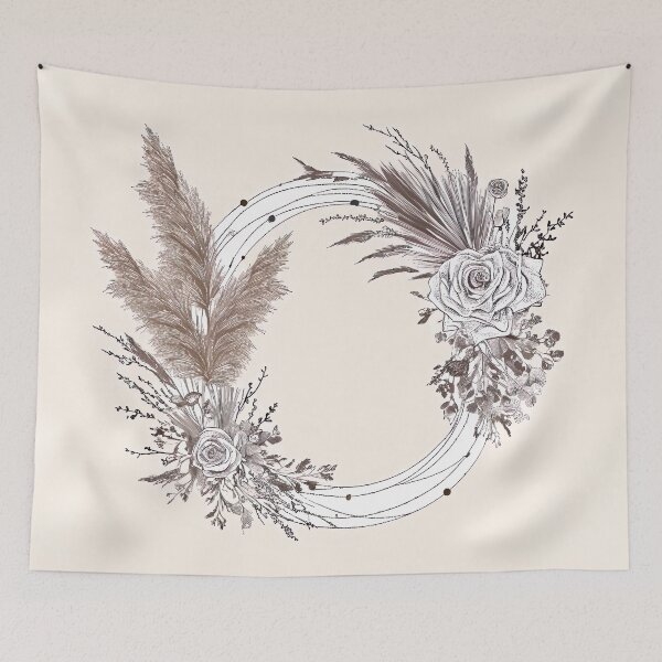 Item preview, Elegant Floral Boho Wreath Design with Pampas Grass and Roses designed and sold by ashrafzain.