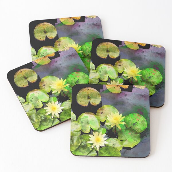 Item preview, Paint splatter yellow water lilies  designed and sold by Fokarma.