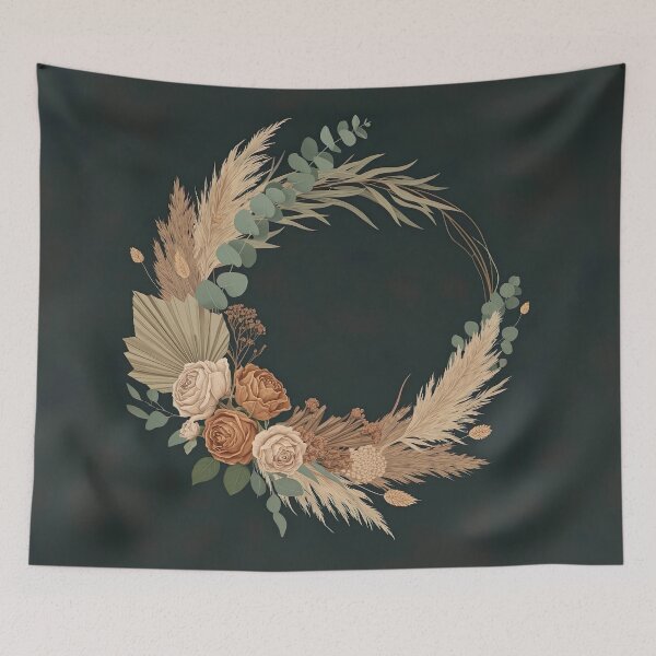 Item preview, Boho Floral Wreath Design – Elegant Dried Flowers & Pampas Grass Artwork designed and sold by ashrafzain.