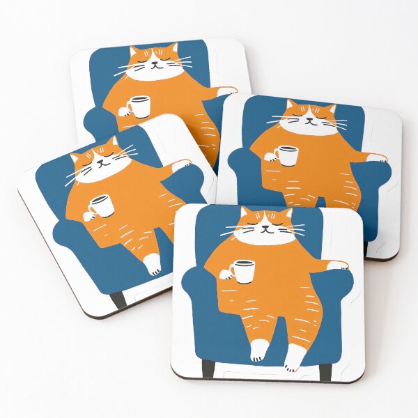 Item preview, Relaxed Cat with Coffee designed and sold by melbournedesign.