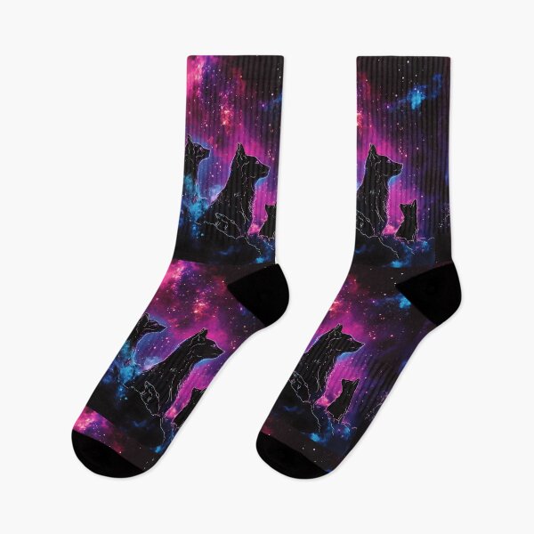 Item preview, Cosmic Neon Wolves in Galaxy Night designed and sold by PixelReverb.